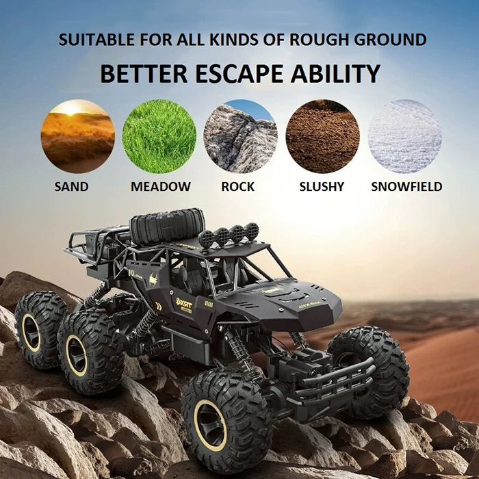 1/10 Alloy 4wd 6-wheel All Terrain Climbing Off Road High-speed Remote Control Car Crawler Trucks Toy Big RC Car Toys