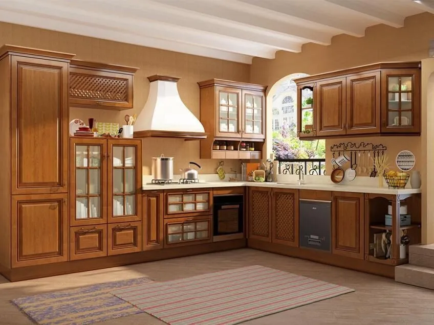 Factory supplier design contemporary collection solid wood kitchen cabinet sets pantry storage cabinetry appliance