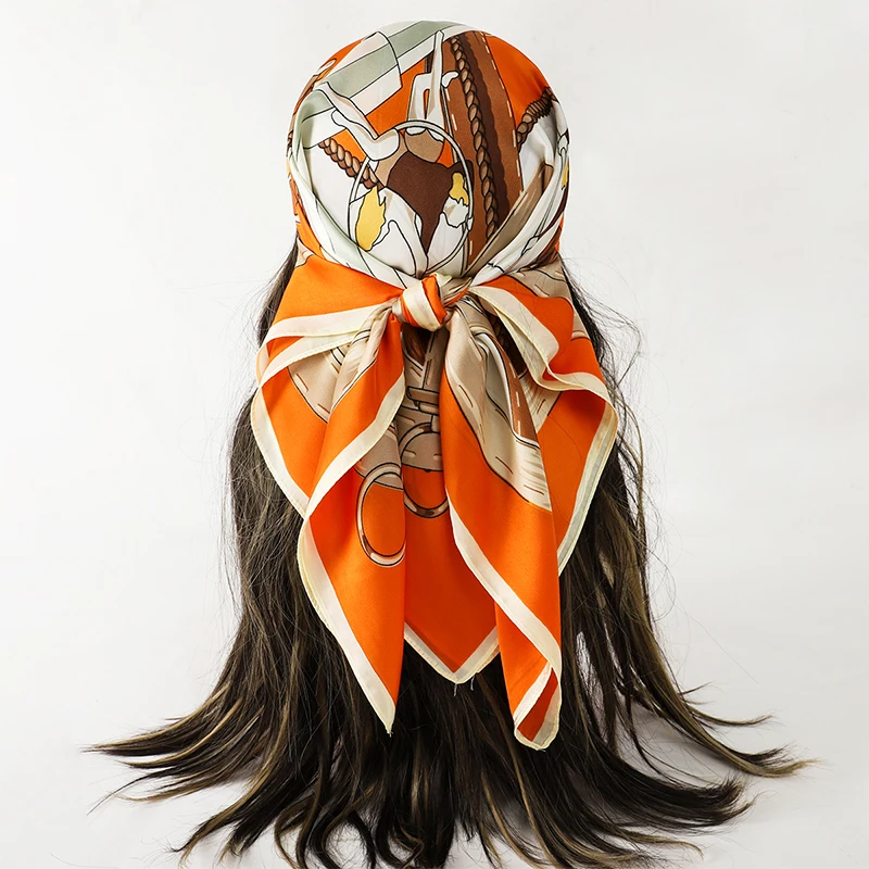 nordic chains For Women Wholesaler silk scarf Bundle Tulle 70*70cm Sustainable