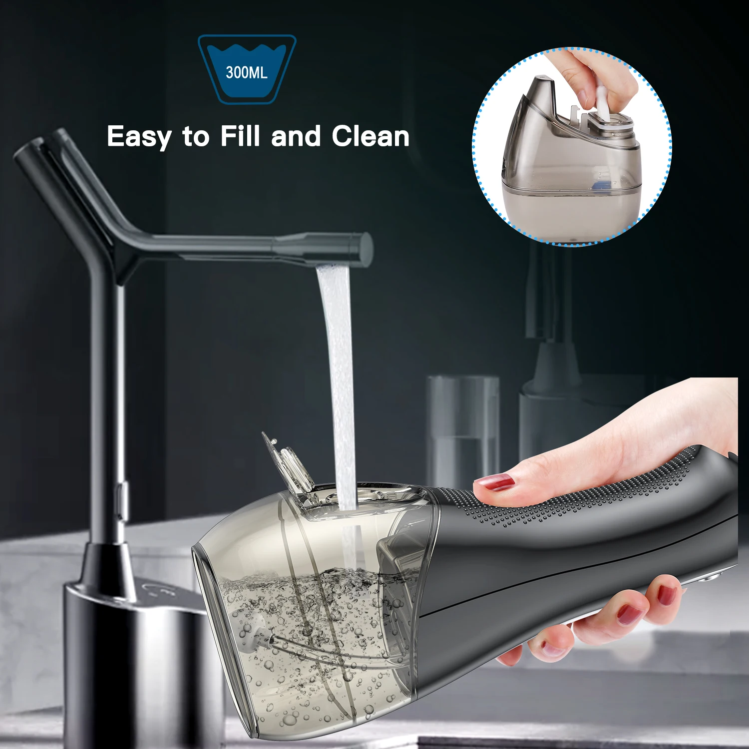 Bestope 300ML IPX7 Waterproof  Home and Travel Cordless Dental Oral Irrigator Portable Rechargeable Water Flosser