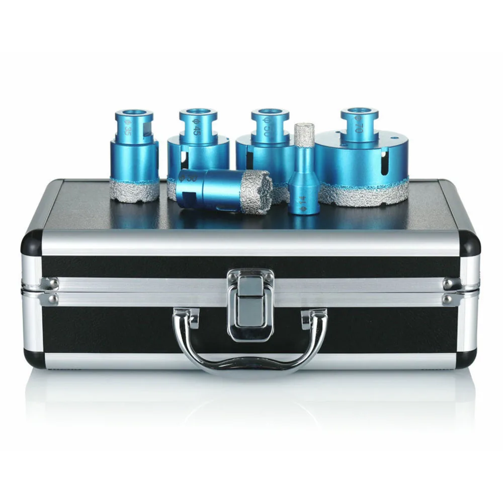 M14 Steel Diamond Core Drill Bit Set Vacuum Brazed Tiles Cutting Bit & Hole Saws Kit for Concrete Granite Marble Glass