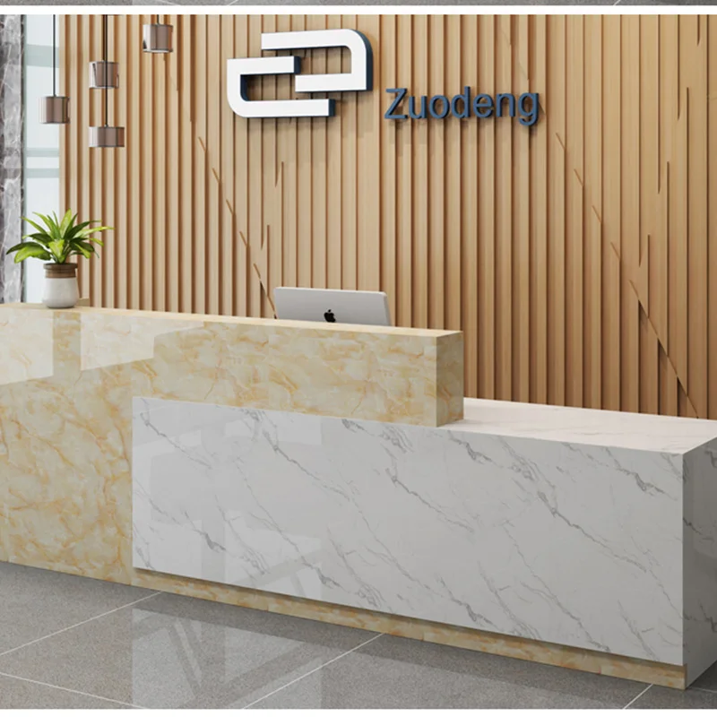 Luxury colorful marble salon furniture reception counter front desk with storage for beauty room office hotel