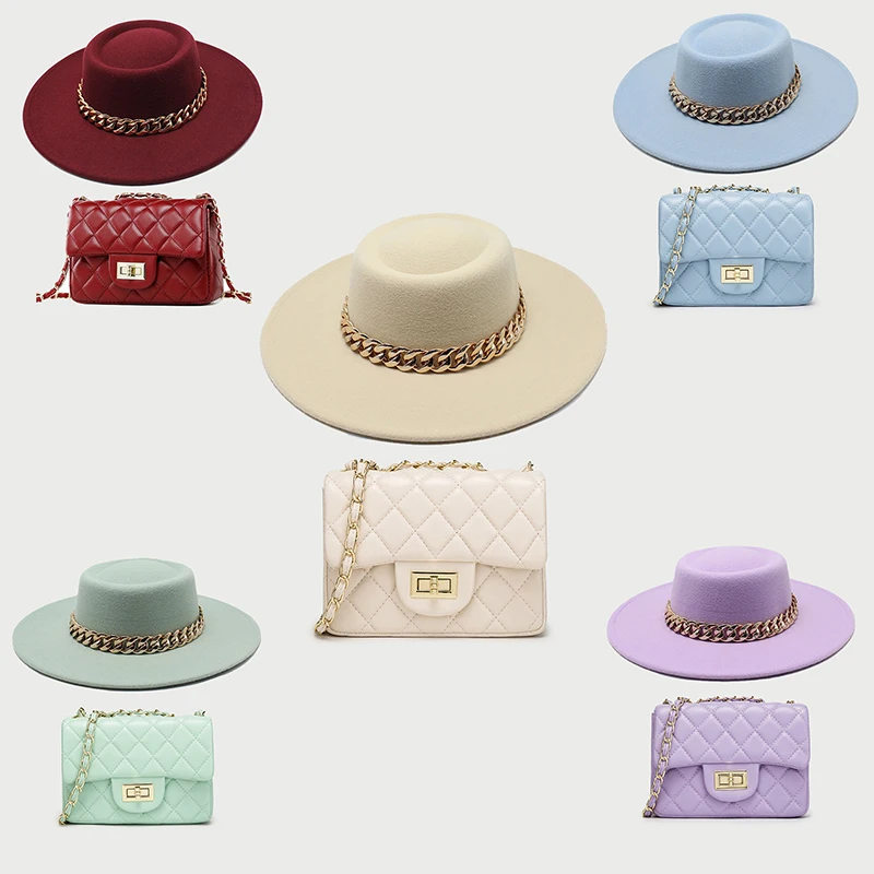 Manufactory Direct Purse Sets cute handbags woman luxury Jazz sunshade hat and purse sets