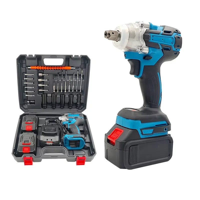 Cordless Impact Wrench, Brushless Impact Gun, 2x4.0Ah Batteries Electric Impact Motor Variable Speeds for Car/Truck RV/Mower