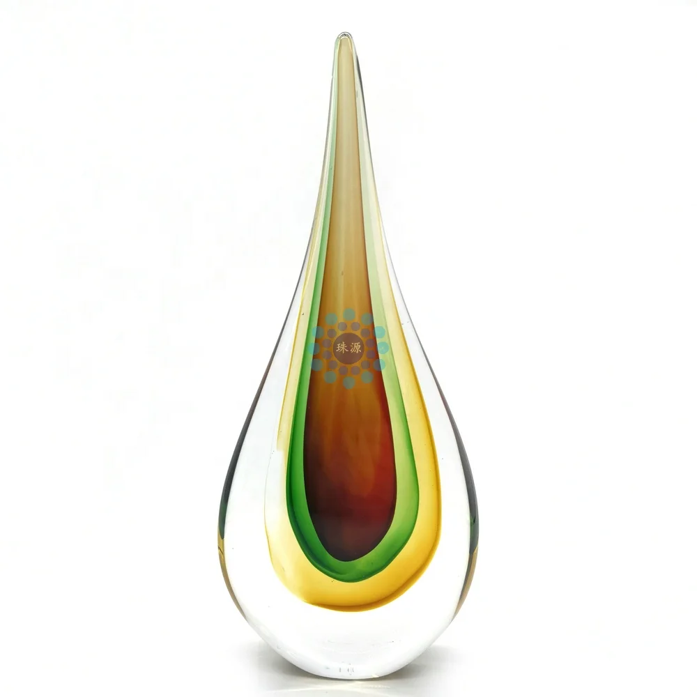 customization handmade glass paperweight OEM customized waterdrop art gift glass figurine for landscape garden home decoration