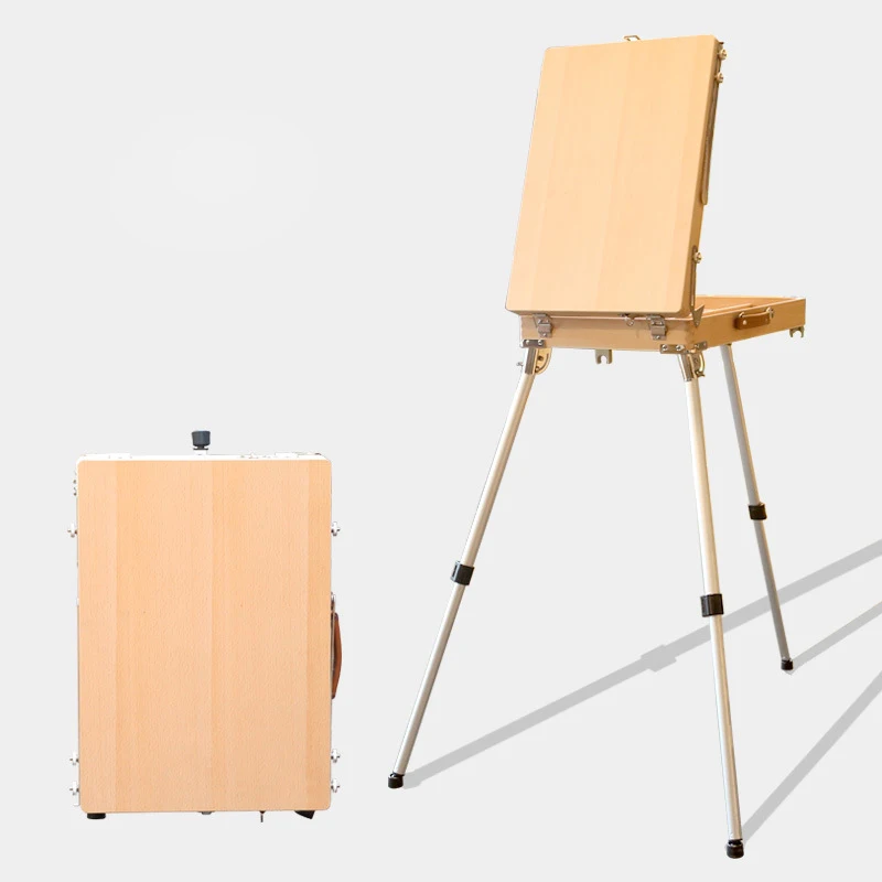 BOMEIJIA Art Light Weight French Style Field Artist Easel and Wood Table Sketching Box with Aluminum Tripod
