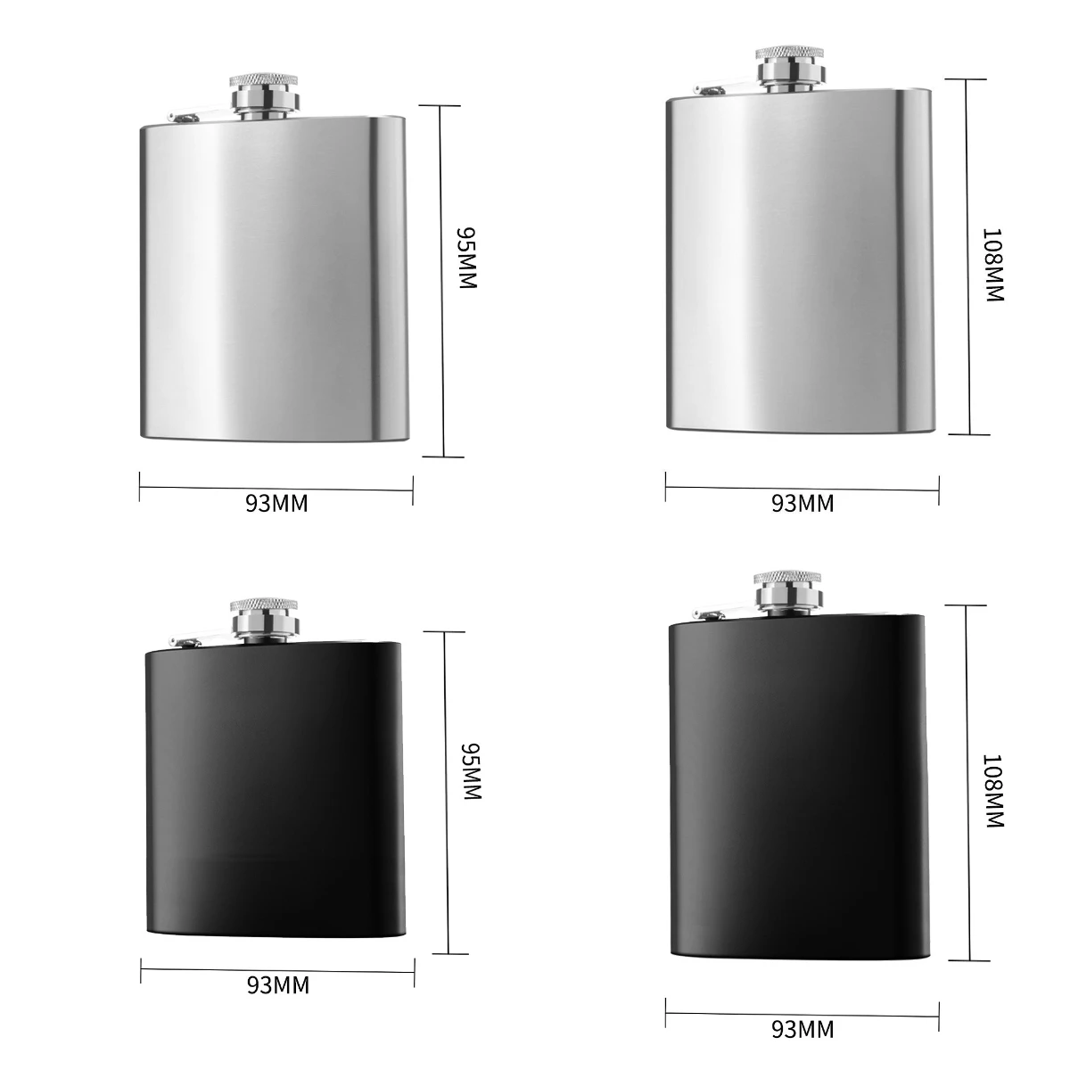 Custom Logo 1-12oz Capacity Matte black Male Alcohol Whisky Wine Pot Bottle Pocket Portable Stainless Steel Hip Flasks