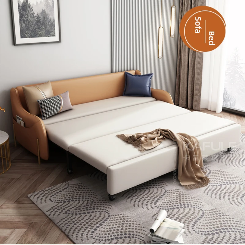 Modern Spaces Saving Foldable Living Room Sofa Bed Double Come Luxury Stainless Steel sponge