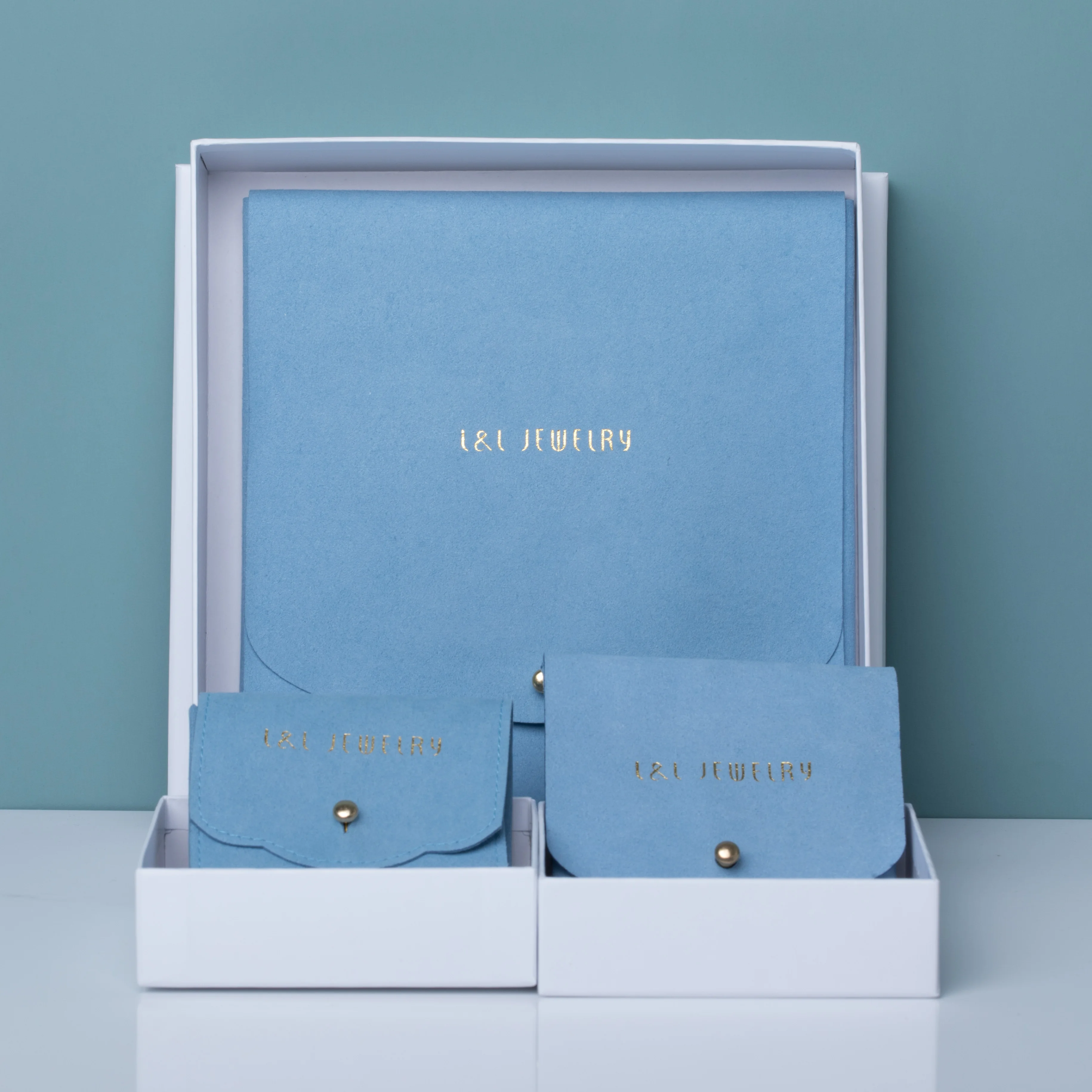 Luxury Custom Logo Soft brush cotton Velvet Envelope Shape Jewelry Necklace Packing Packaging Pouch 3 types for any Jewelry