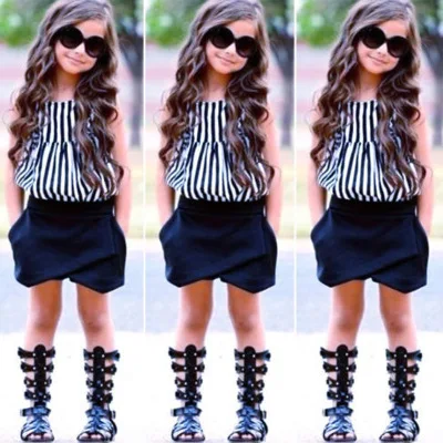 Children clothing fashion korean sweet plaid baby girl clothes summer teen girl clothes for kids