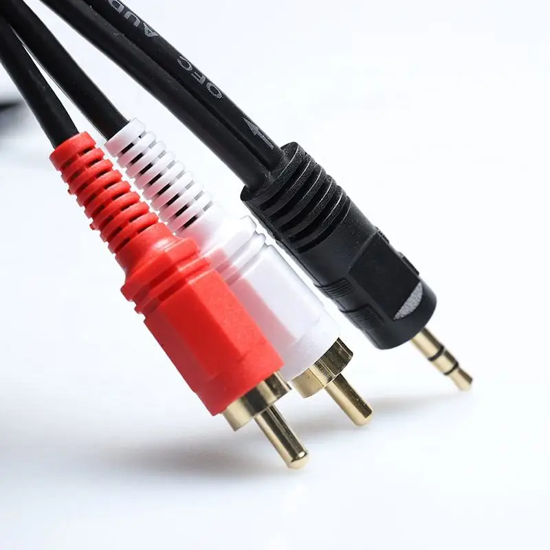 Factory Direct Sale 2 RCA Audio Cable 3.5mm Car Audio Cable For DVD Player Monitor Microphone