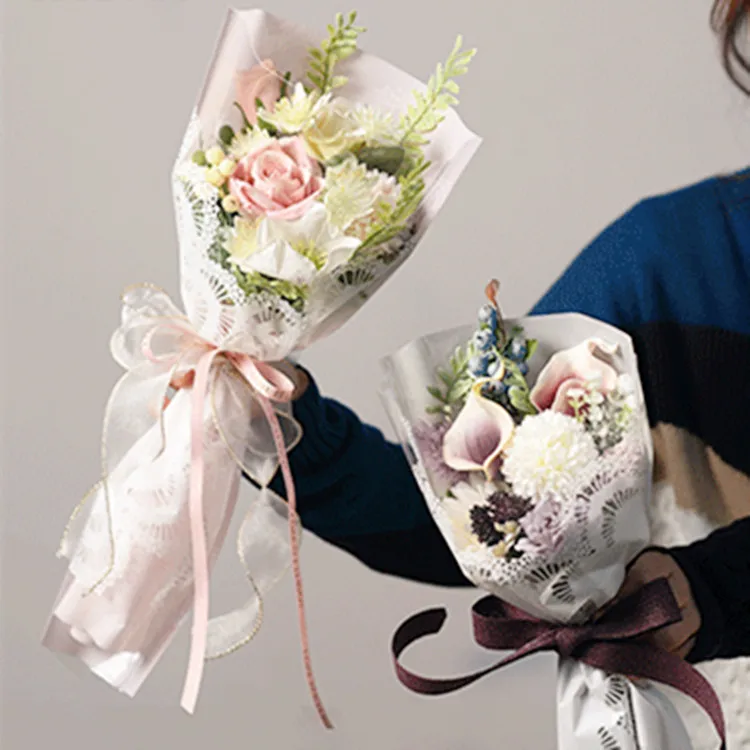 Lace Flower Shop Floral Diy Material Flowers Triangle Bag Single Branch Bag Plastic Flower Sleeve