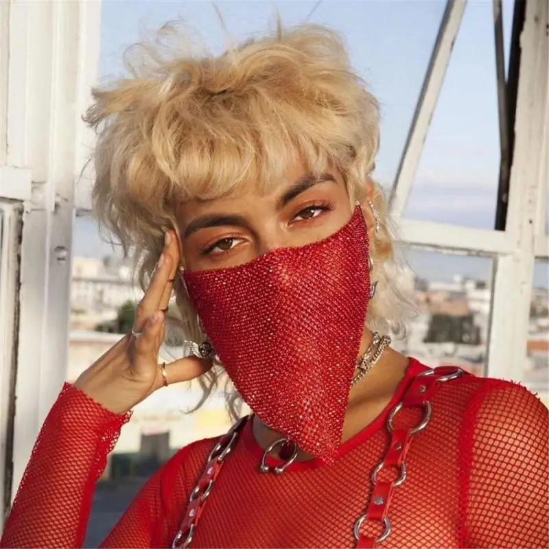 
SKQ-008 Wholesale rhinestone mask party decoration led party face mask christmas 