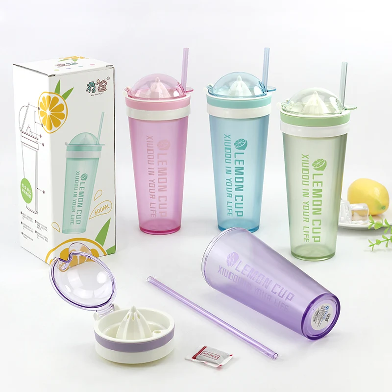 Best Selling Products Bpa Free New Lemon Juice Plastic Travel Cup With Straw