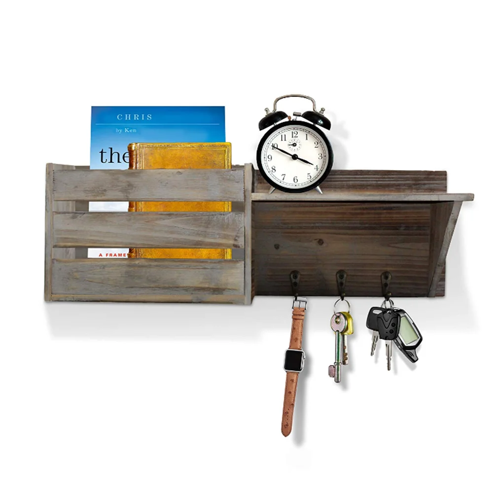 Винтажные крючки для ключей с деревянным отсеком держатели прихожей настенный держатель ключей/почты