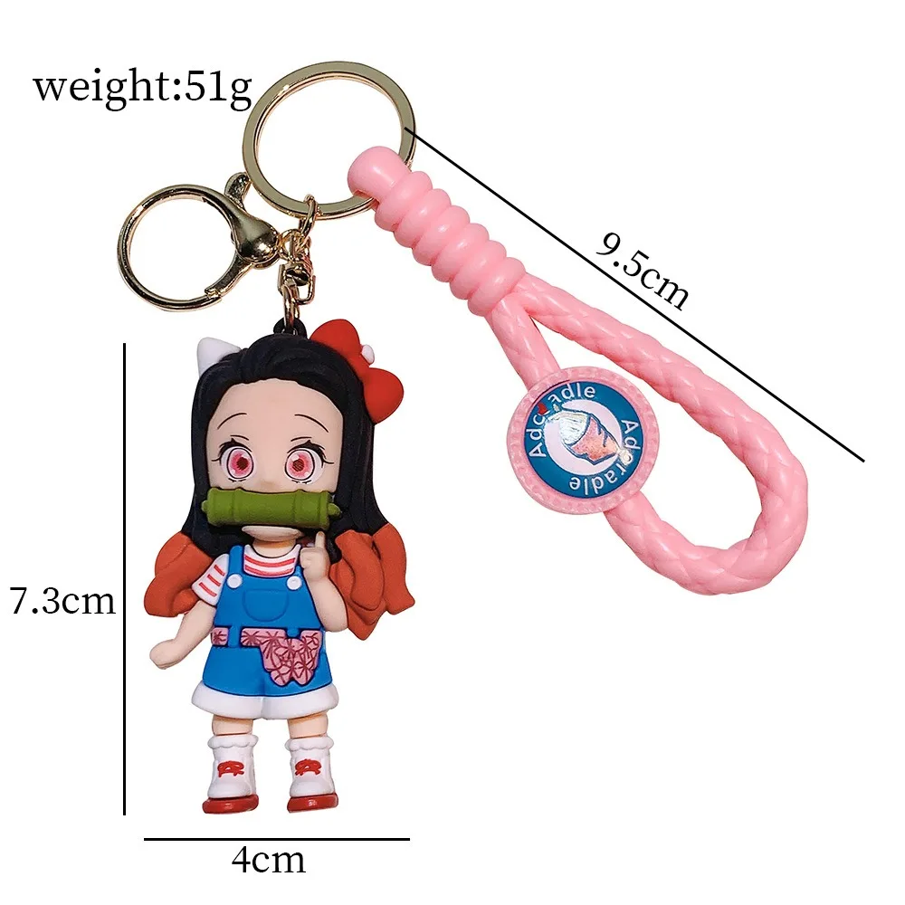 Custom Cartoon 3D PVC Anime Toy Schoolbag Pendant Gifts Ghost Killing Blade Key Ring Cute New Demon Slayer Keychain Strap
