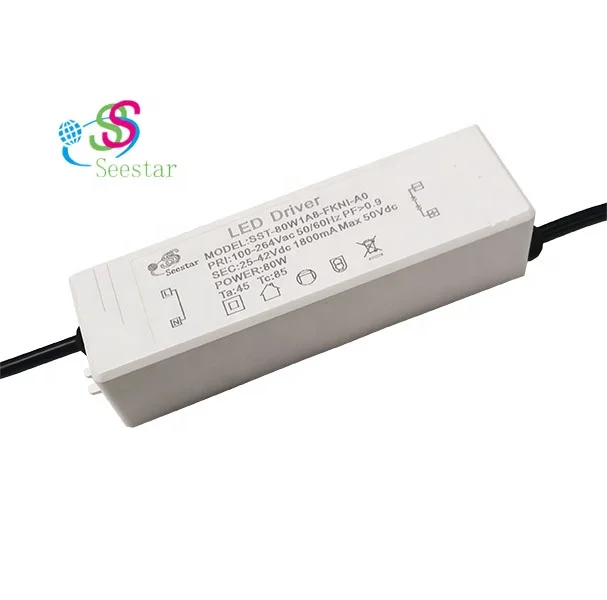 Seestar 80W Isolated AC100-264V DC25-42V SELV CB standard Withstand 3750V High power factor>0.95 Saudi Arabia  led driver