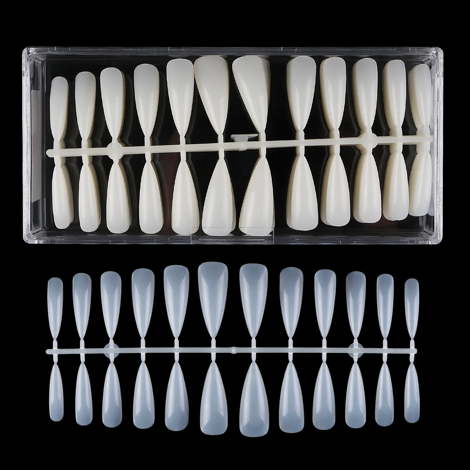 504 pcs Natural White Water Drop False Nails Oval Short Stiletto Sharp Fake Nail Tips Acrylic Full Cover Nail Tip