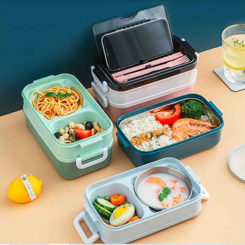 Rectangular Leakproof Plastic Bento Box Kid Storage Box Microwave Safe