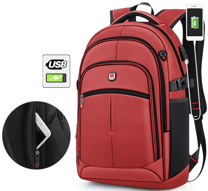 YIWU Cheap price Fashion design men backpack waterproof Nylon with USB laptop backpack smart school bag for  kids