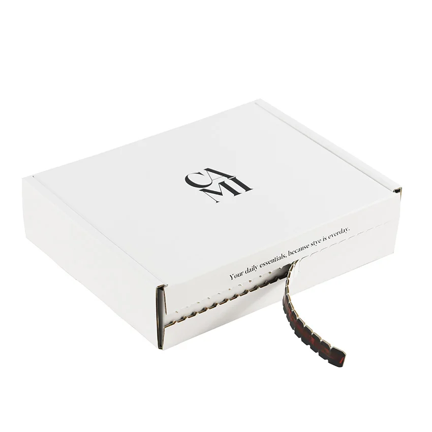 Custom Print Corrugated Paper Box Recycled Cardboard Zipper Tear Strip Mailer Packaging Shipping Self Sealing Boxes