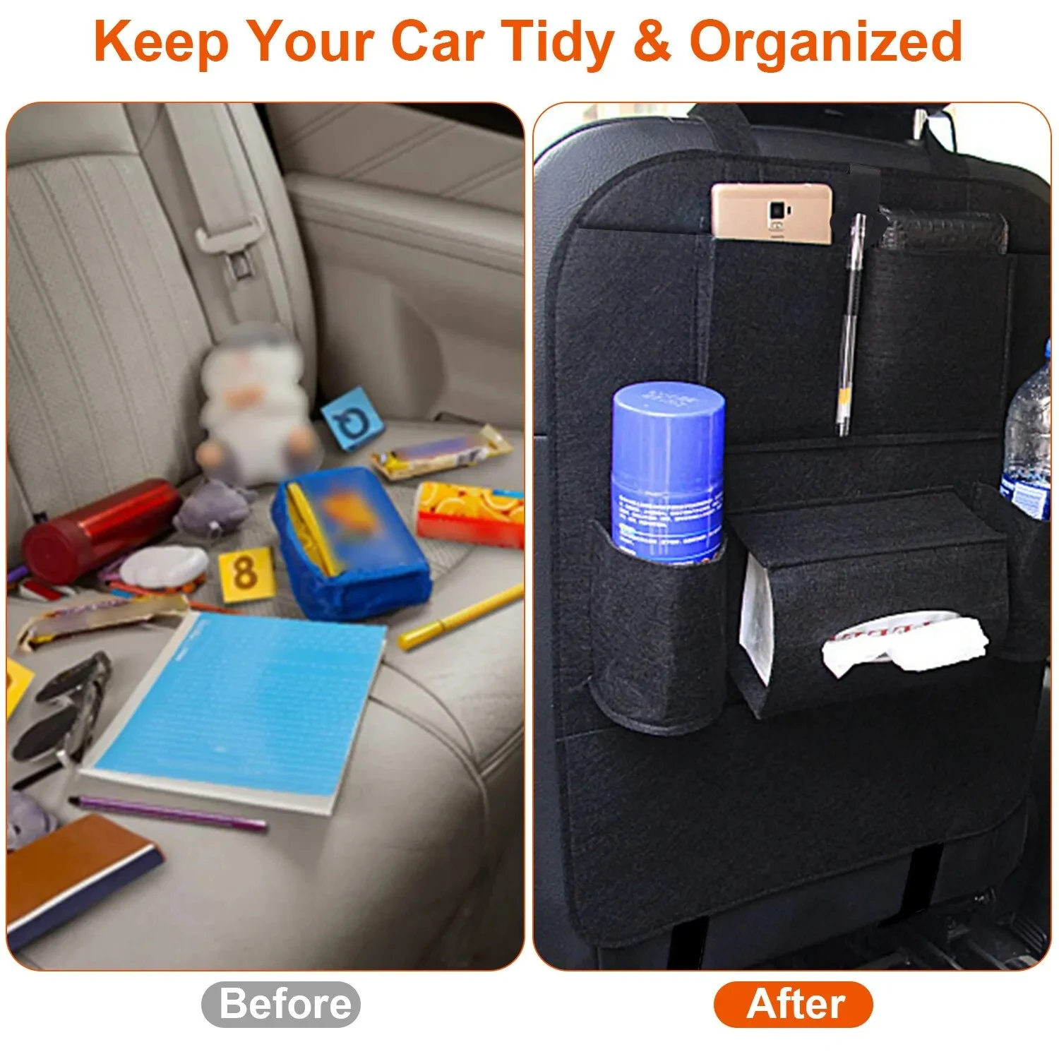 Car Seat Back Organizer Keep Your Car Neat and Organized Wheels Vehicle Sorting Bag