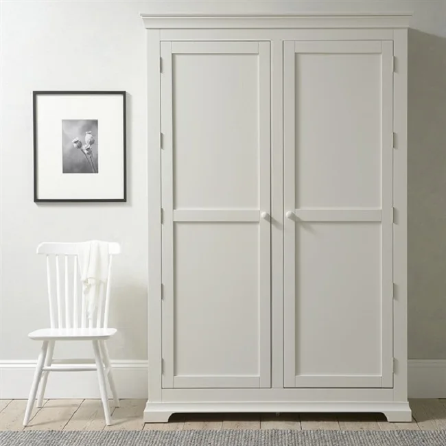 Hot sale European style 2 doors solid wood warm white bedroom  Wardrobes