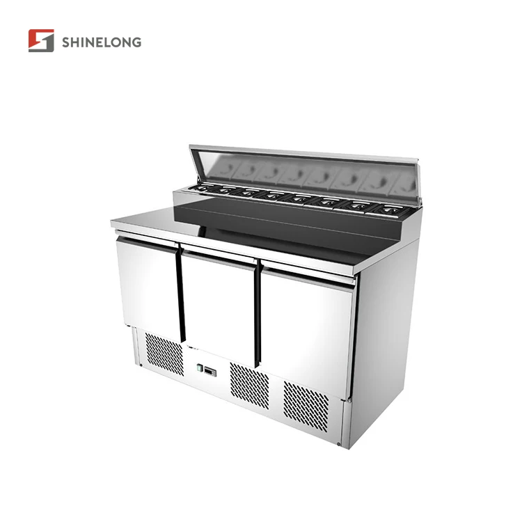 Commercial Salad Prep Table Refrigerator Commercial 3 Doors Salad Bar Countertop Refrigerator Subway Restaurant Equipment