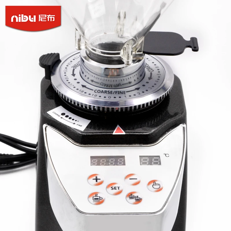 Nibu Espresso Coffee Beans Grinder Commercial Cafe Automatic Grinding Machine Maker Steel Burr Mill Electric Coffee Grinder