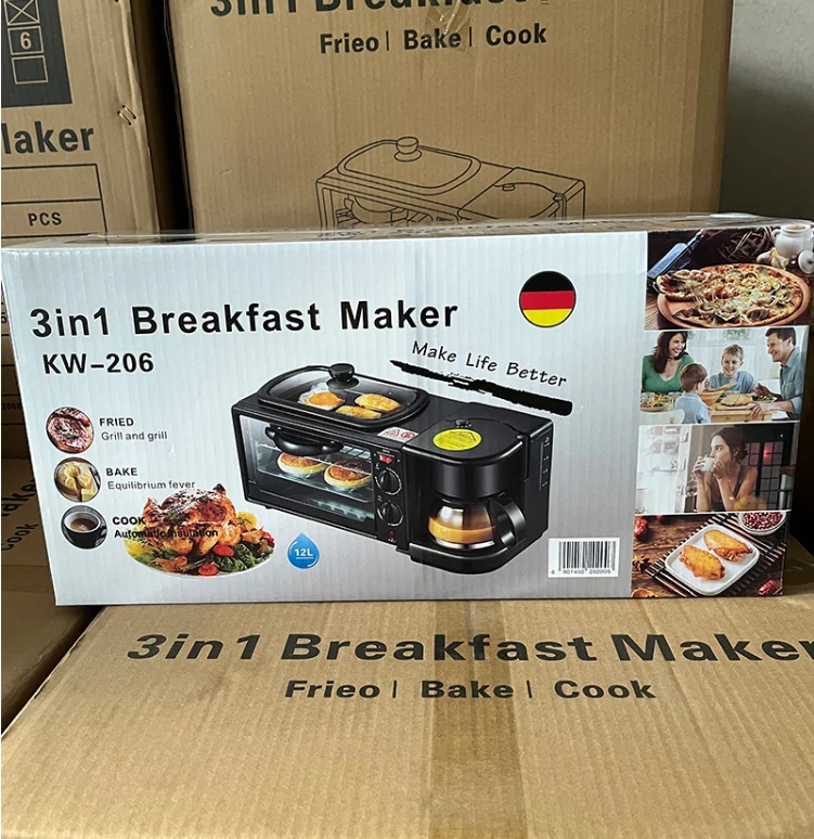 Home Use Multifunctional 3 In 1 Breakfast Makers Electric Coffee Toaster Braekfast Making Machine