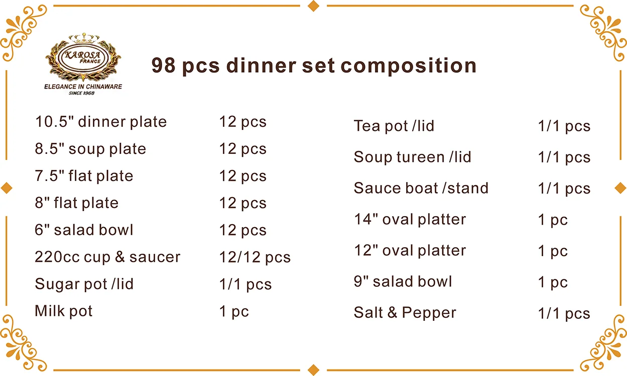 98pcs modern luxury Germany bone china ceramic dinner table dinnerware sets kitchen dinner dish plates bowl set