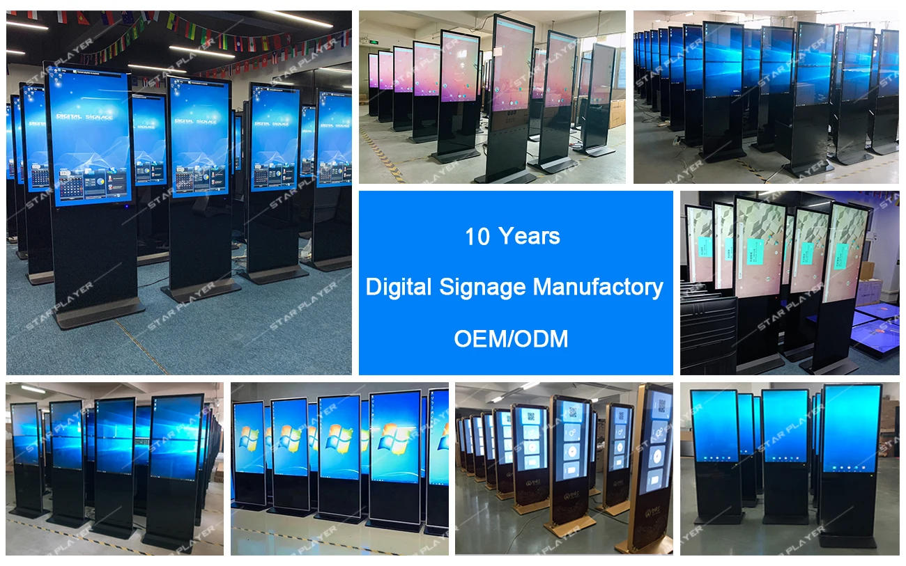 Touch Screen 32 43 49 55 65 Inch Vertical Indoor Lcd Standee Electronic Ecamera 1080 Tft Display Digital Signage