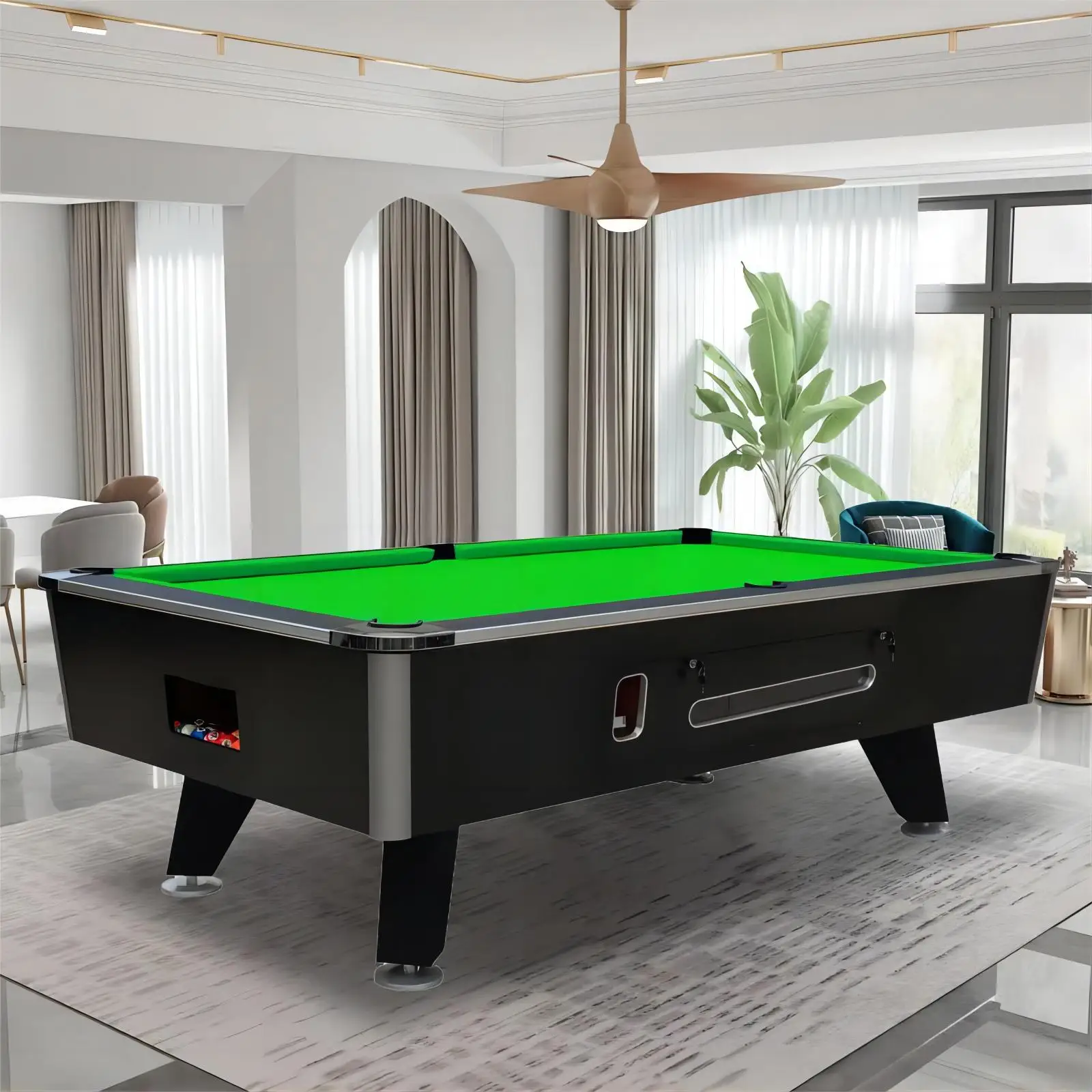 Deluxe Coin-Operated Home Billiards Table - Standard 7ft 8Ft Pool Table for Indoor American Style Billiards Room Game