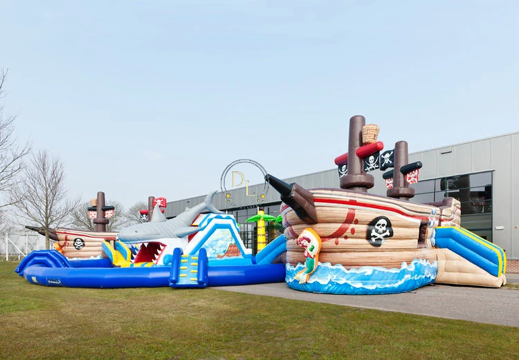 Giant Inflatable Water Park Games Waterworld Pirate Shark Battle Theme For Adults Kids