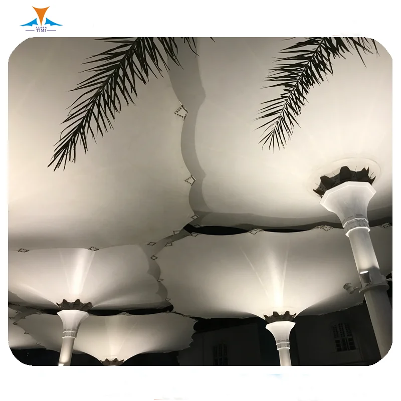 Architectural tensile membrane tulip umbrella with electric motor