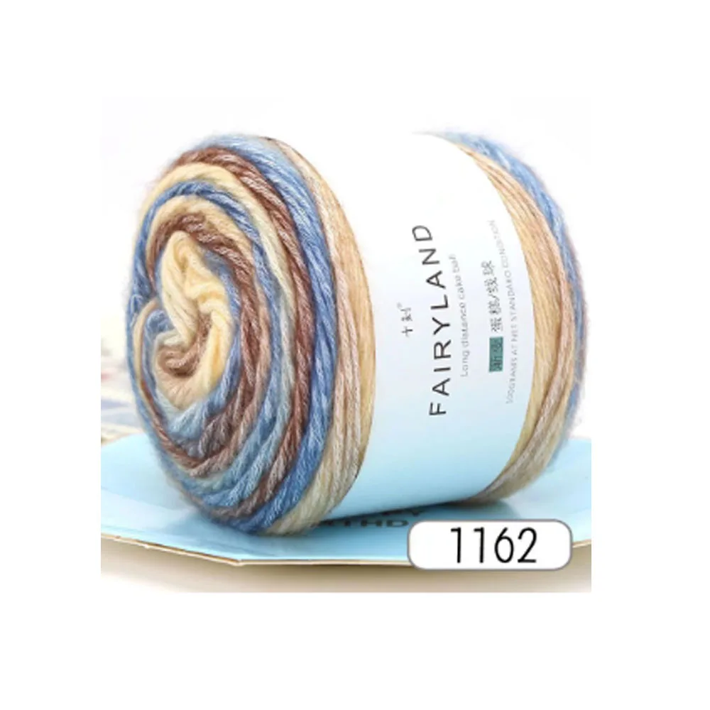 Wholesale  Popular High Quality 100g 1162 Ball Rainbow Cake Milk Acrylic Cotton Blended Yarn for Hand Knitting