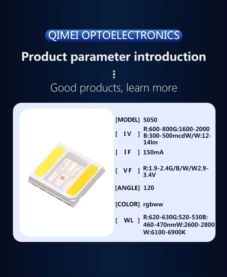 5050 RGB SMD LED Red Green Blue SMT LED PLCC-6 3-Chips Light Emitting Diodes Lamp Bead For Car, Boat, Bike