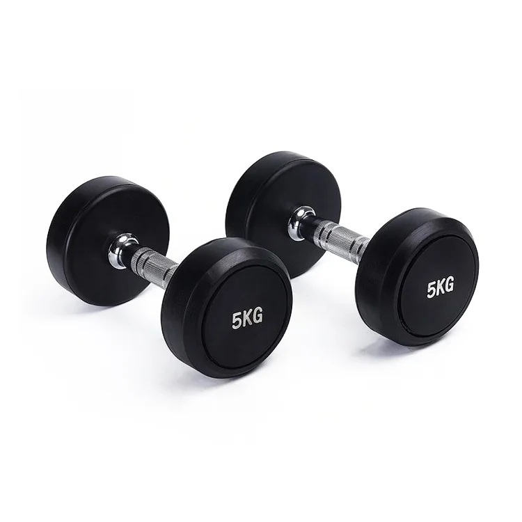 Fitness Free Weights Dumbbells Rubber Coated Dumbbell Round Head Dumbbell Gym Weight Lifting 10kg
