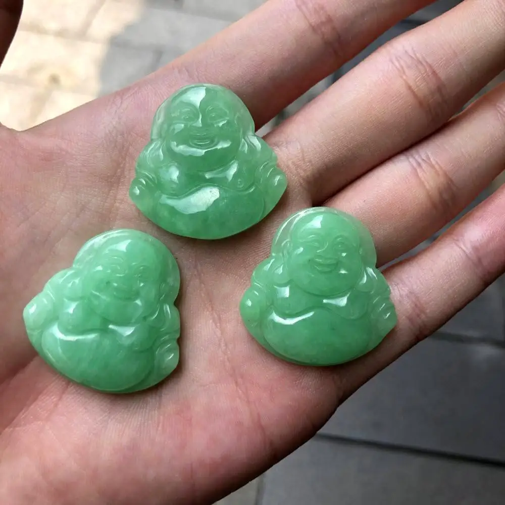 Wholesale 30mm Myanmar Green Jadeite Jade Budda Pendant Stone For Jewelry Pendent DIY Accessories