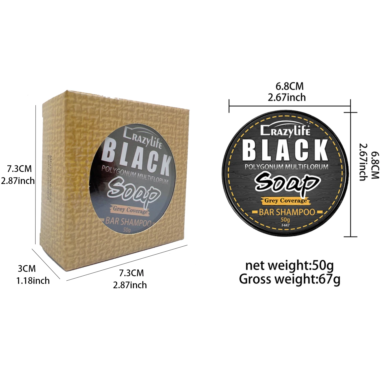 Pure Organic 50g Handmade Solid Shampoo Bar Polygonum Multiflorum Black Soap Solid Shampoo and Conditioner Bar For Men Female