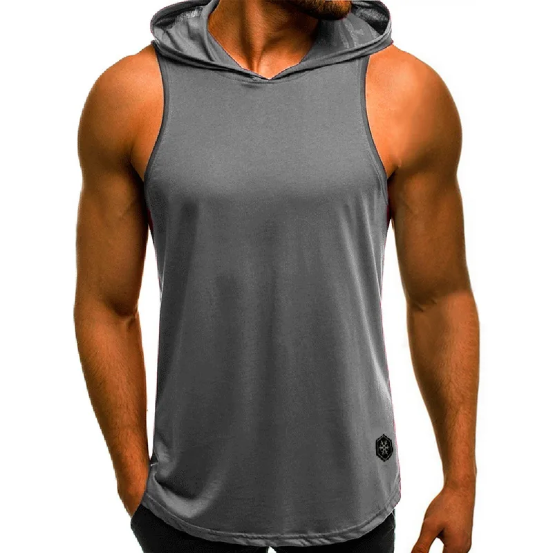 Hooded Tank Tops Hoodie Sleeveless Tops Male Bodybuilding Workout Tank Top Muscle