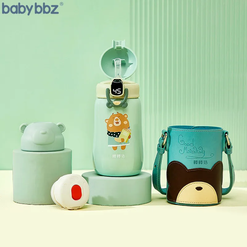 
Babybbz Kids Thermos Bottle with LED Temperature Display VacuumFlask Insulated Stainless Steel Bottle with Straw 