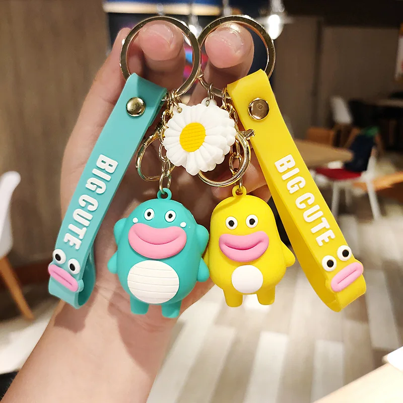 Cartoon Big Mouth Keychain Female Cute Couple Lovers Monkey Backpack Pendant Ornament Toy Lanyard Kawaii Car Key Ring