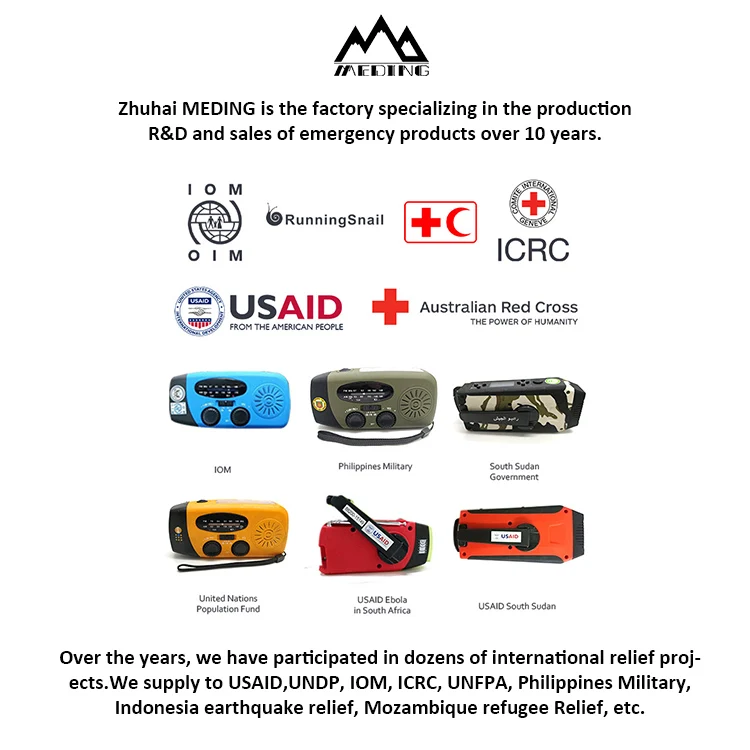 Meding Red Cross Suppliers Earthquake Dynamo Handheld Earthquake Rescue Equipment Radio