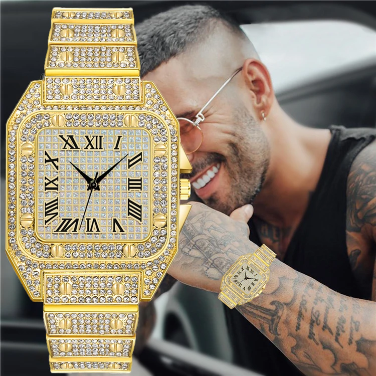 Men Luxury Brand gold Full Diamond Mens Watches Quartz Mens Watch hip hop diamond watches