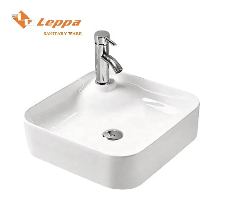 Modern European small size Smooth Surface NO Hole Square Countertop  Bathroom Snk Ceramic Thin Art Basin Hand Wash Basin