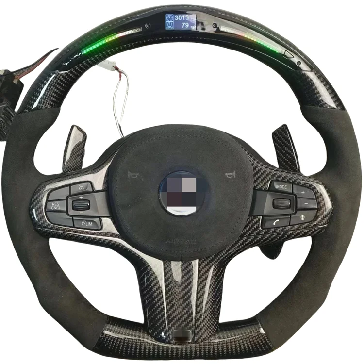 Leather Sports-style Steering Wheel Customizable LED Carbon Fiber Models TY Customized Color 37CM for G20 G38 G22 G12