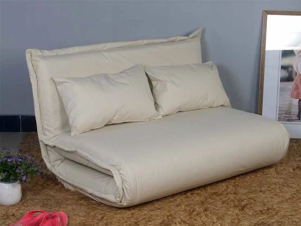 Living room Furniture White Floor Queen Futon Sofa Bed With Metal Frame Leisure Fabric Comfortable Sofa Cum Bed