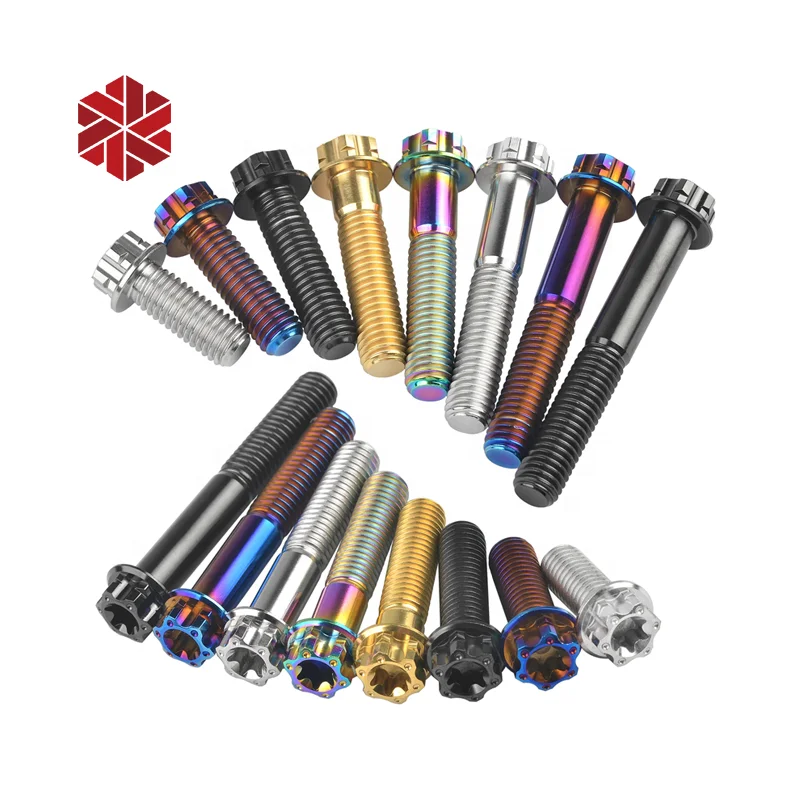 M4 M6 M8 M10 Gr5 Titanium Motorcycles Bolts Fasteners Flange Titanium Screws For Bicycle
