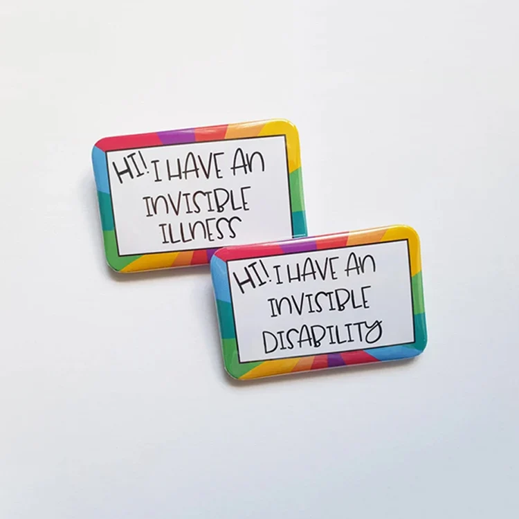 Custom Metal Heart Shape Chronic Illness Promotional Pin Button Badge